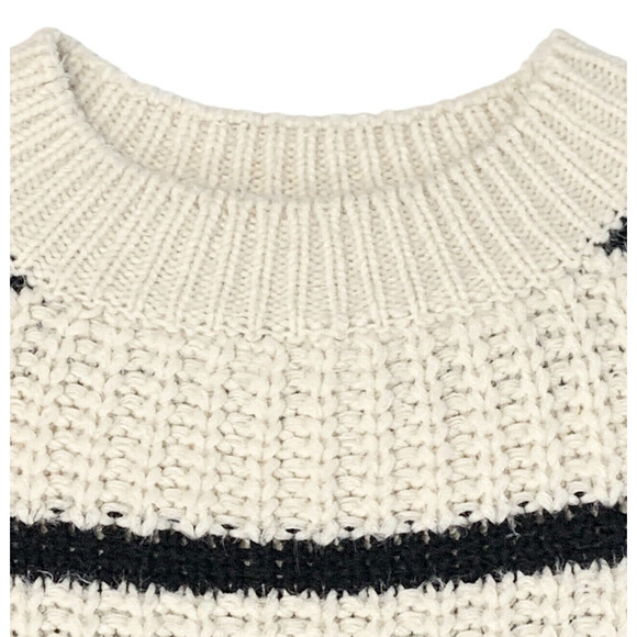 Kori America Sweater Size Medium Slouchy Boxy Ivory Black Striped Balloon Sleeve - Picture 4 of 10